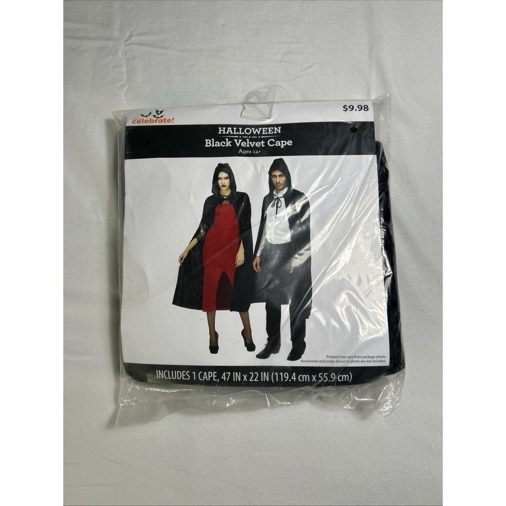 Halloween Cape Wal-Mart New One Size Black 47"x22"